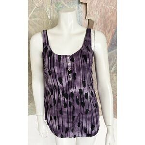 J. Jill Purple Silk Black Scoop Neck Blouse Tank Top J.Jill Size XS